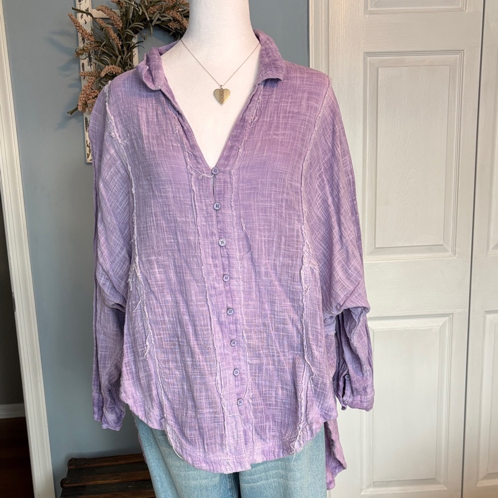 Free people Women's Purple Button-Up Top